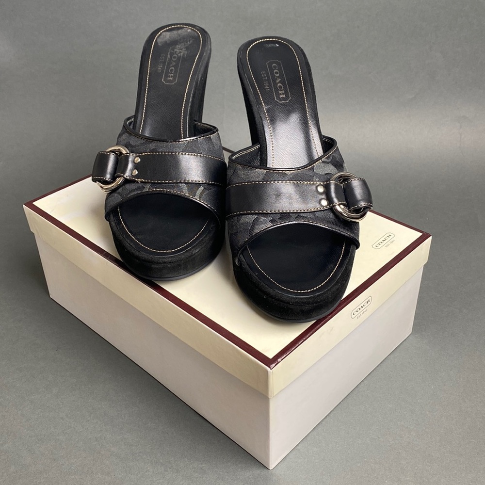 Black COACH Merridith Wedges